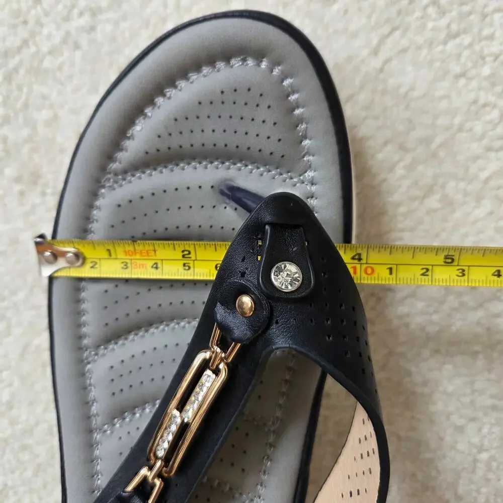 EUC Women's 41 (10-10.5) Wedge Thong Slide Cushioned Flip Flop Slide Sandals - Picture 14 of 15